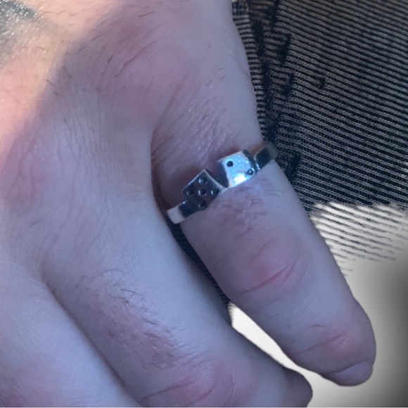 Punk Rock // Goth - Dice Charm Ring Size: 7 - Picture 2 of 3